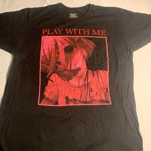 Black Doki Doki Graphic T-Shirt with Red Anime Design